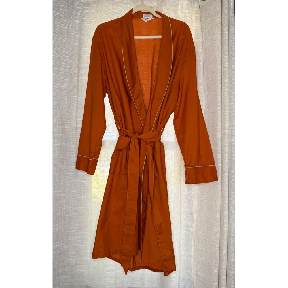 60s/70s Vintage Harcourt Robe Permanent Press Piping Burnt Orange Men's Large